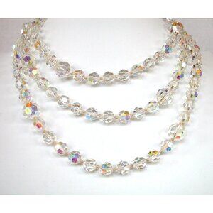 Vintage Aurora Borealis Crystal Necklace & Earrings Set